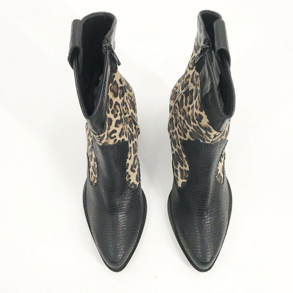 Alberto Zago Leopard Tejus Nero Ankle Boots - Size 8M